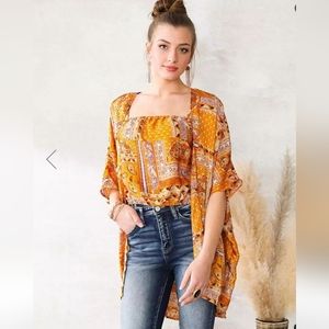 Satin 2 piece tank and kamono set